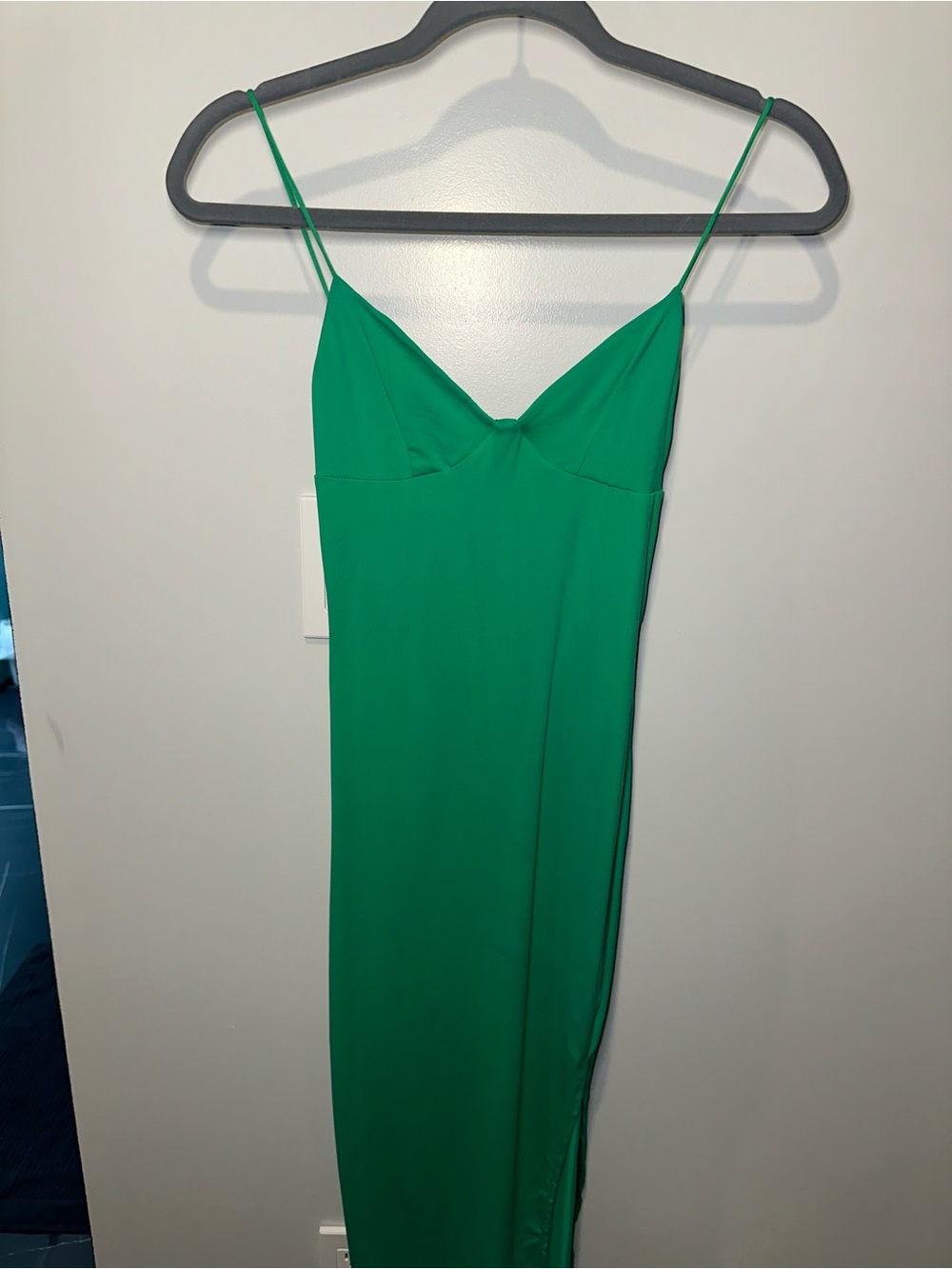 Bershka Emerald Green Slip Midi Dress with Side Slit